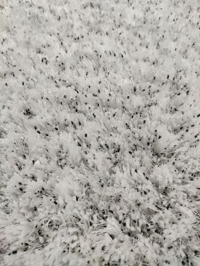Luxurious White & Black Shaggy Rug DPB 01 for Bedrooms, 80x200cm
