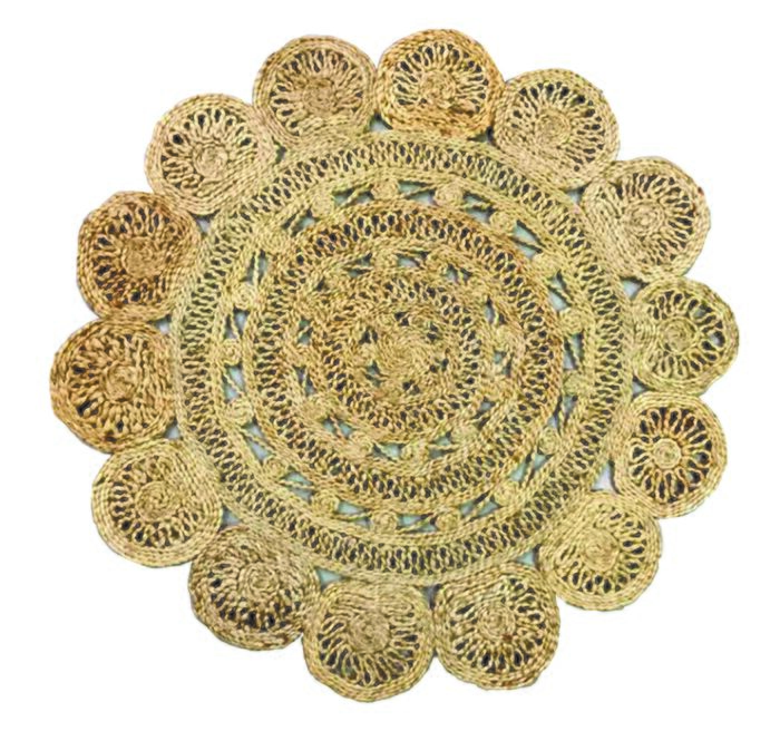 Artisanal crochet round rug for bedroom decor, CR 009, 160cm