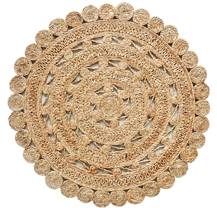Handmade natural color farmhouse round crochet rug, CR 011, 200cm
