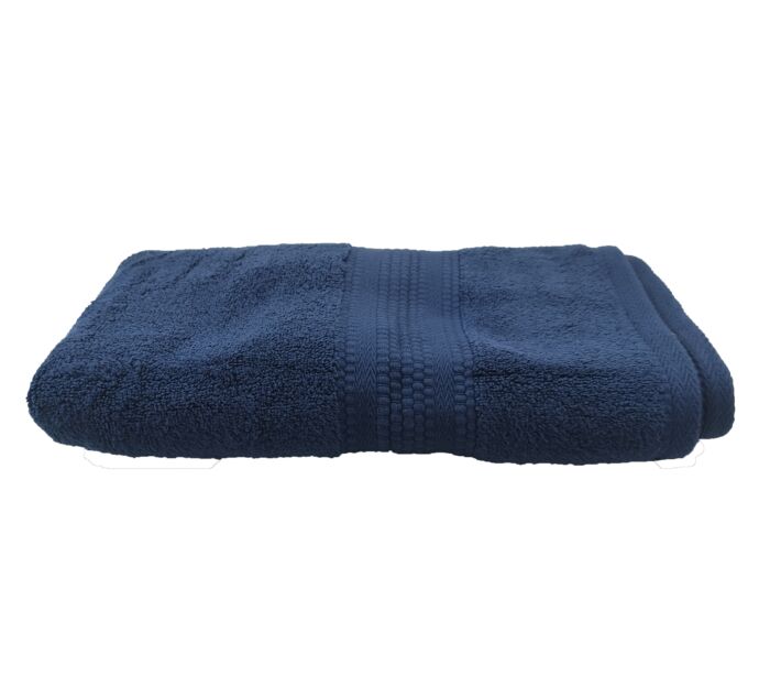 Soft cotton bath towel TW-011 in navy blue color, 70x150cm, designed for comfort and absorbency by Ramsha Home.