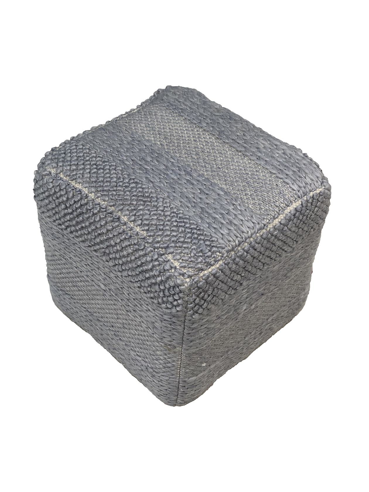 Stylish Grey Polyester and Cotton Home Decor Pouf PF-129, 40x40x40cm by Ramsha Home Grey polyester and cotton pouf PF-129, 40x40x40cm, ideal for stylish interiors by Ramsha Home.