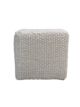 Stylish home decor pouf PF-130 in white color, 40x40x40cm, crafted from polyester and cotton for comfort by Ramsha Home.