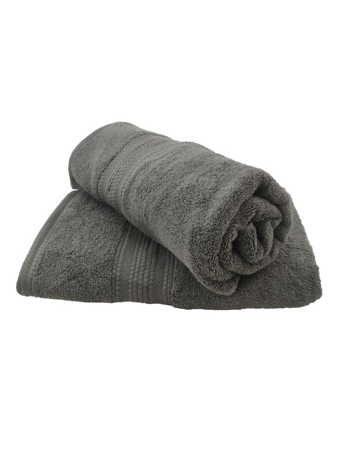 Grey cotton bath towel TW-012, 70X150cm, soft and absorbent for bathroom essentials by Ramsha Home.