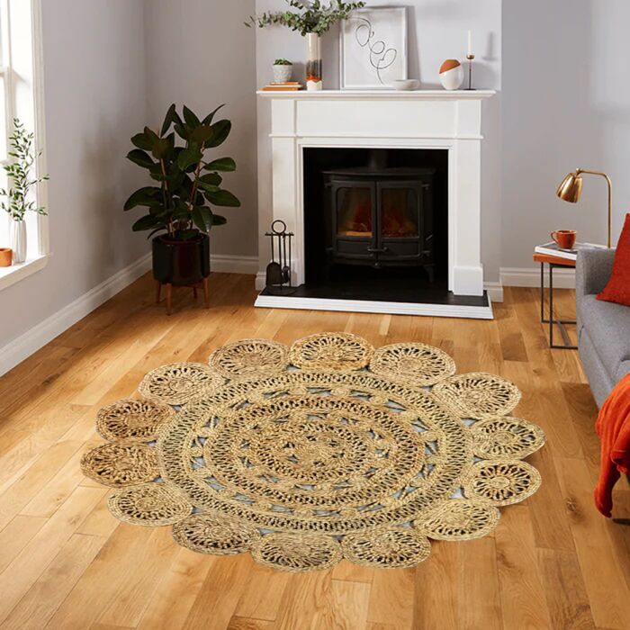 Handmade bedroom crochet round rug, CR 009, 160cm