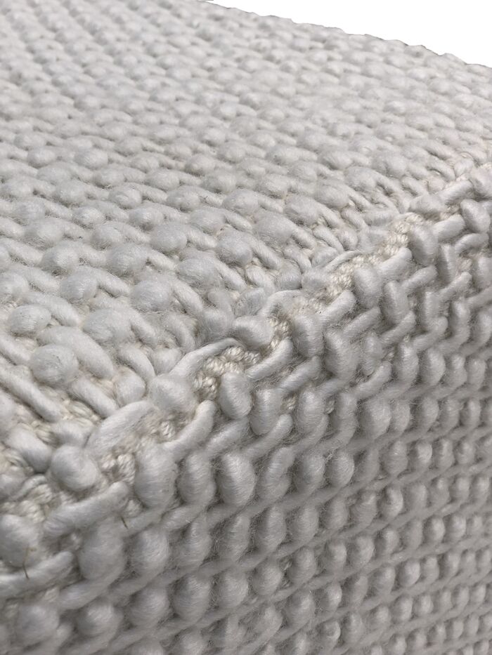 Soft white pouf PF-130, 40x40x40cm, perfect for home decor, made from polyester and cotton by Ramsha Home.