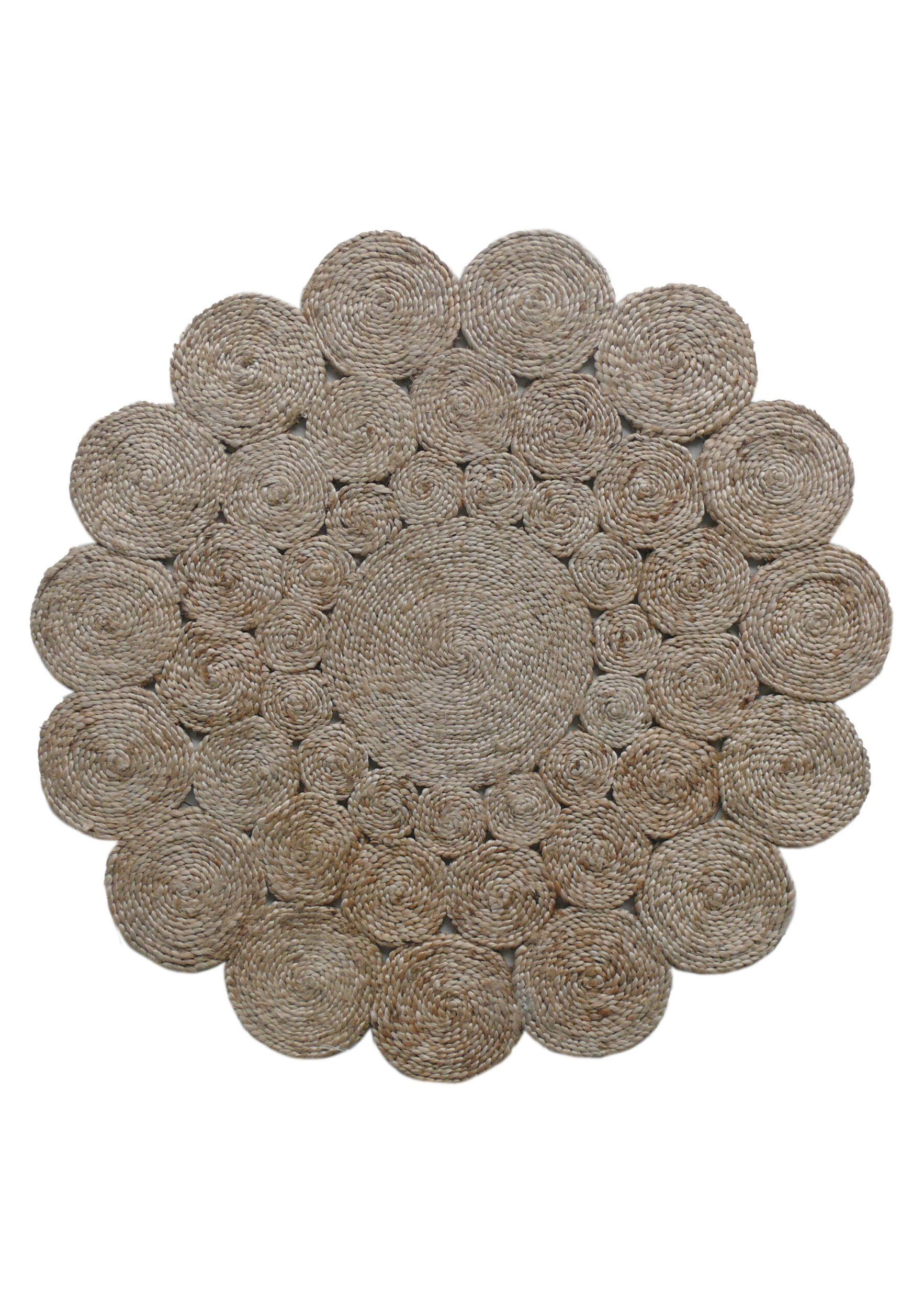 Stylish Handmade Round Crochet Rug for Bedroom Decor - Assorted Colors (110cm) by Ramsha Home Elegant handmade round crochet rug, 110cm, perfect for bedroom decor by Ramsha Home.