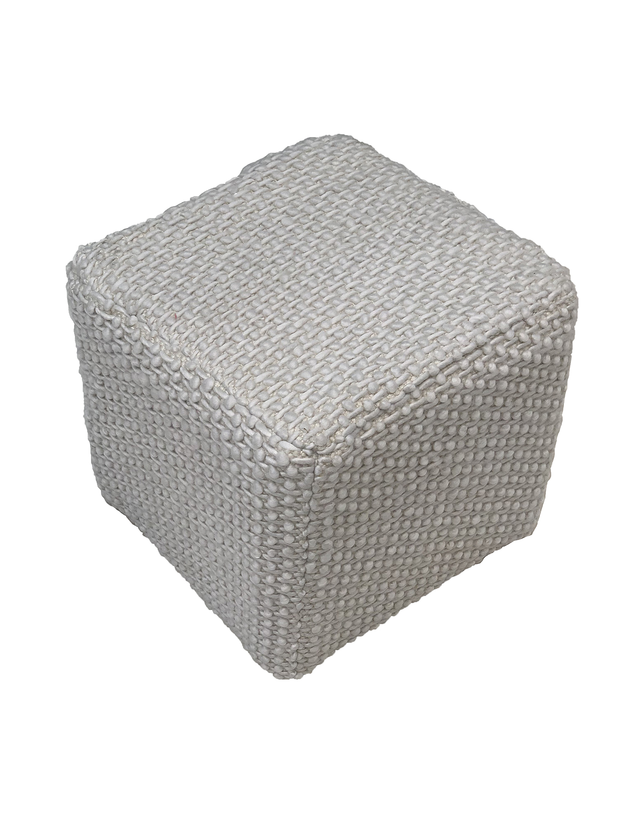 Modern White Pouf PF-130, Polyester and Cotton Blend 40x40x40cm for Home Interiors by Ramsha Home Elegant white pouf PF-130, 40x40x40cm, polyester and cotton blend, ideal for modern home interiors by Ramsha Home.