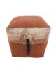Plush Cotton Pouf with Leather Handle for Living Room Decor
