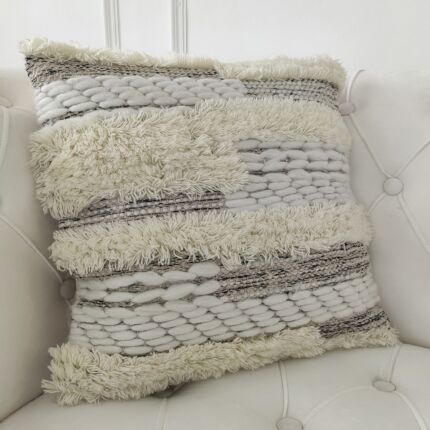Woven Wool and Cotton Cushion in Natural Color