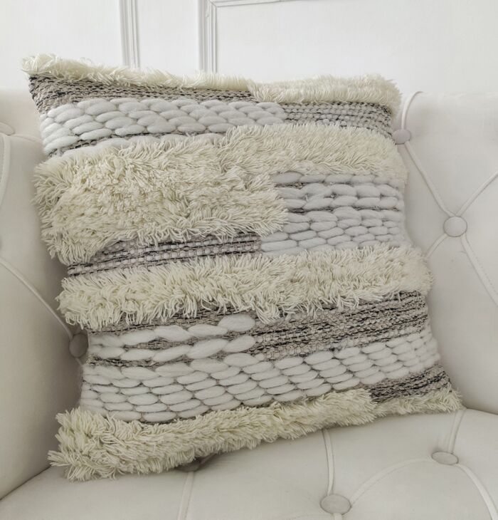 Woven Wool and Cotton Cushion in Natural Color