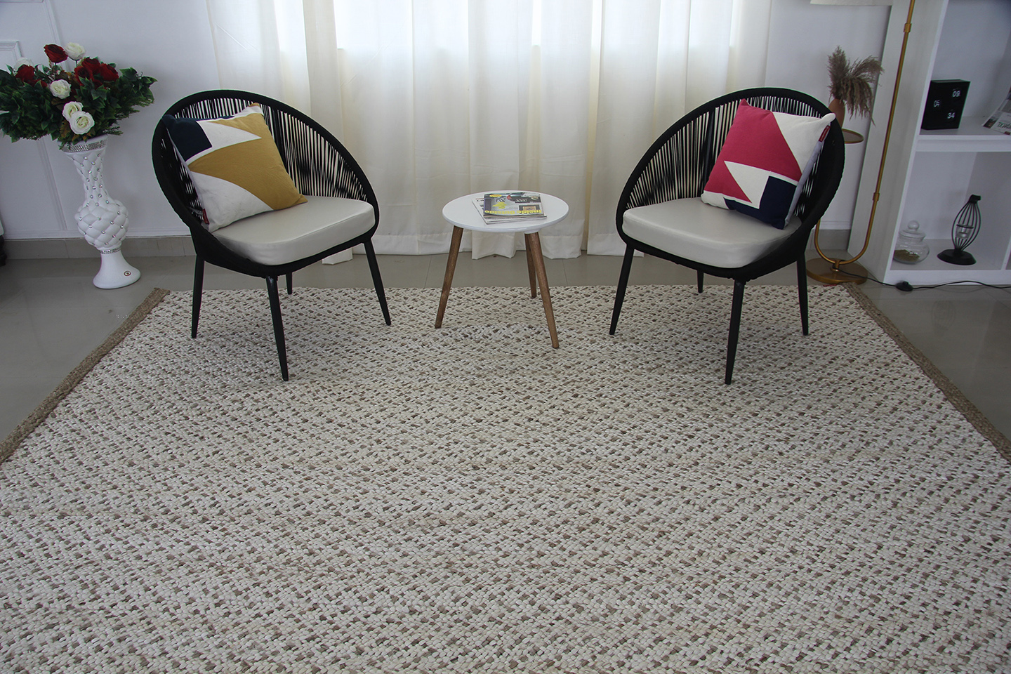 Sustainable Crochet Rug in Natural Fibers for Bedroom Decor Durable Crochet Rug with Anti-Slip Backing