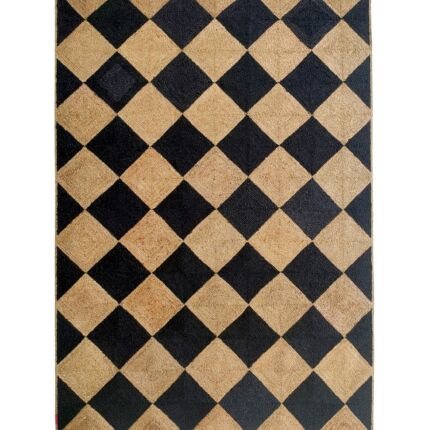 Luxurious Handmade Natural & Black Color Jute Braided Rug with Tassel- BR 030 (200x300cm)