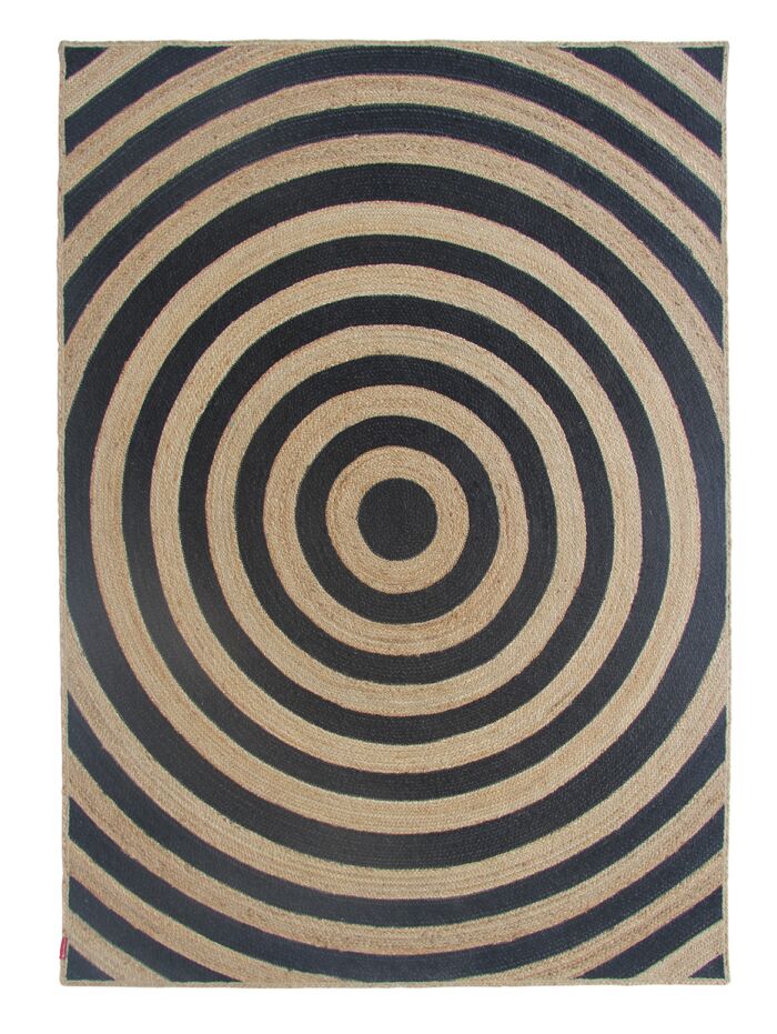 Amazing Handmade Natural & Black Color Jute Floor Braided Rug - BR 072 (170x240cm)