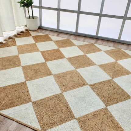 Premium quality handmade braided jute floor rug with tassel in natural & bleach colors - BR 031 (200x300cm) by Ramsha Home