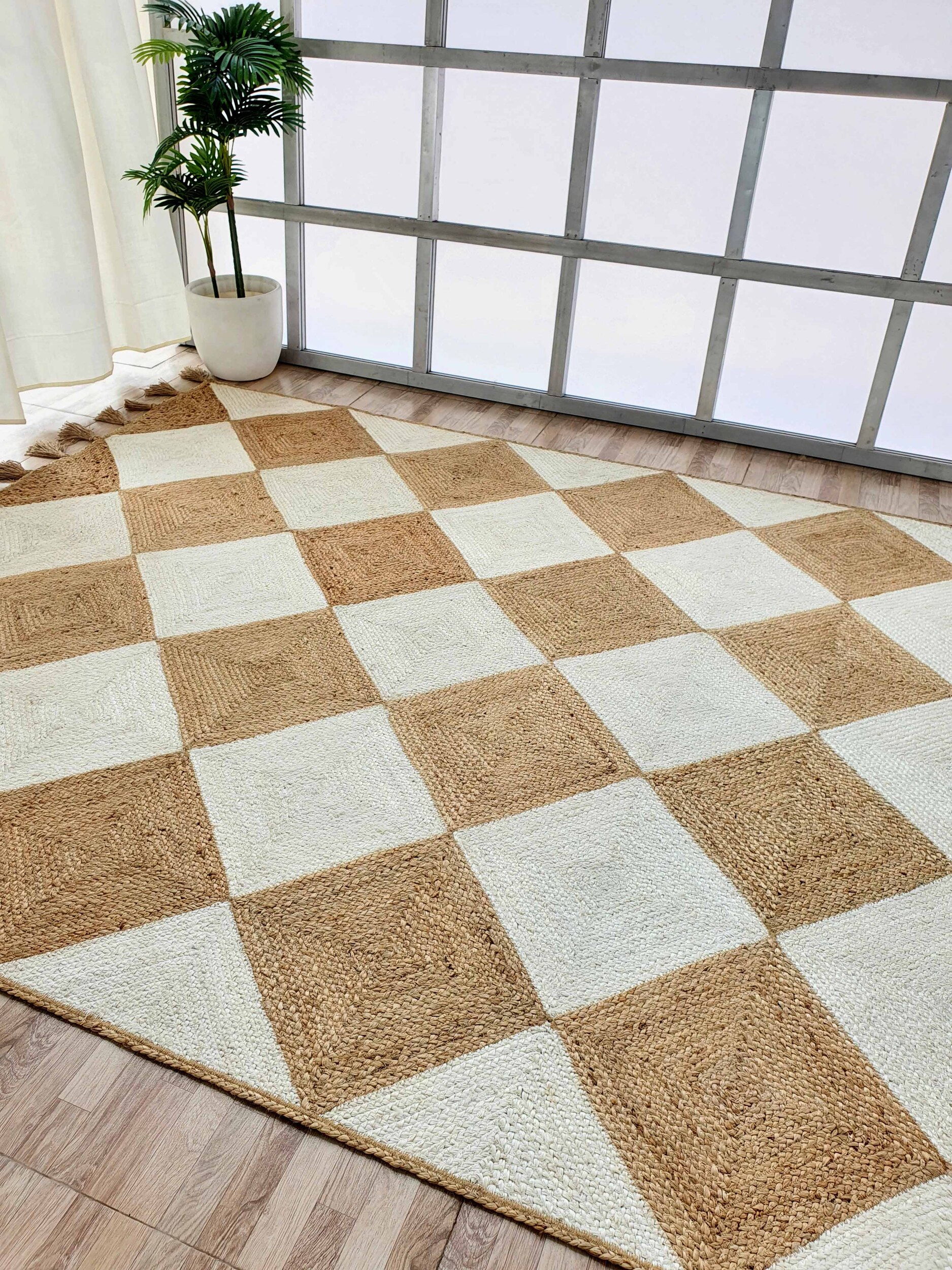 Premium Quality Handmade Braided Jute Floor Rug with Tassel in Natural & Bleach Colors - BR 031 (200x300cm) by Ramsha Home Premium quality handmade braided jute floor rug with tassel in natural & bleach colors - BR 031 (200x300cm) by Ramsha Home