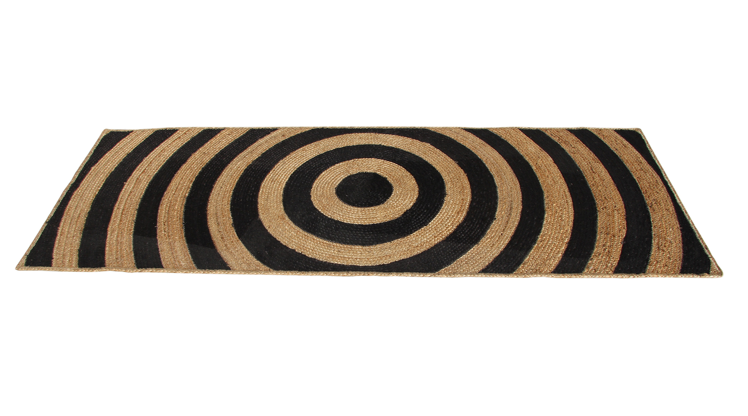 Stylish Handmade Braided Jute Rug BR 072 (80x200cm) By Ramsha Home Stylish handmade braided jute rug BR 072 in natural and black colors, 80x200cm. By Ramsha Home.