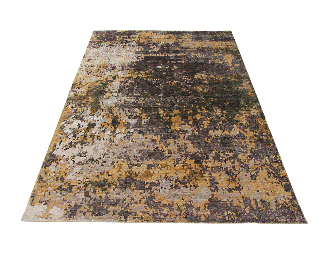 Vibrant Printed Hand Knotted Carpet for Entryway (200x300cm) Rectangular Printed Hand Knotted Carpet with Assorted Colors