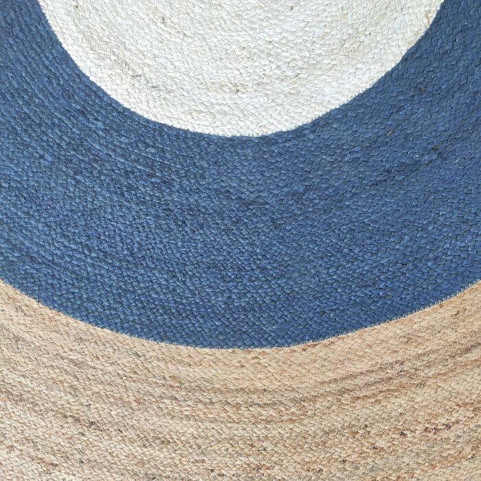 Handmade braided jute floor round rug BR 074 in natural color 200 cm by Ramsha Home