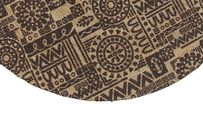 Stylish Jute Printed Round Rug in 120 cm Size