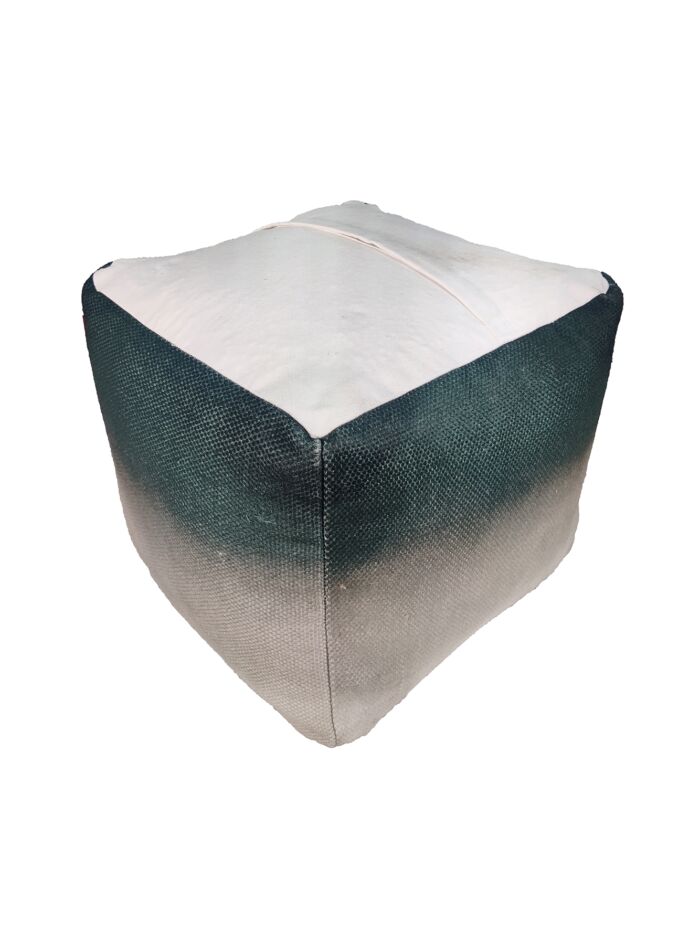 Square Polyester Pouf with Rainbow Grey Hues