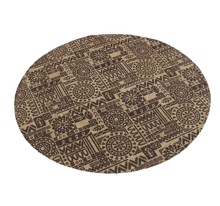 Handmade Braided Jute Printed Round Rug for Floor