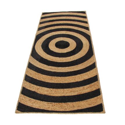 Natural and black braided jute rug BR 072, perfect for home decor. By Ramsha Home.