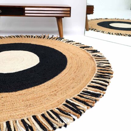 Handwoven braided jute rug highlighting natural texture, strength, and timeless rustic appeal