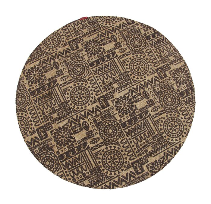 Luxurious Handmade Braided Jute Printed Floor Round Rug - BR 067 (120 cm)
