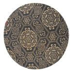 Handmade Natural & Black Color Braided Jute Printed Floor Round Rug - BR 066 (120 cm)