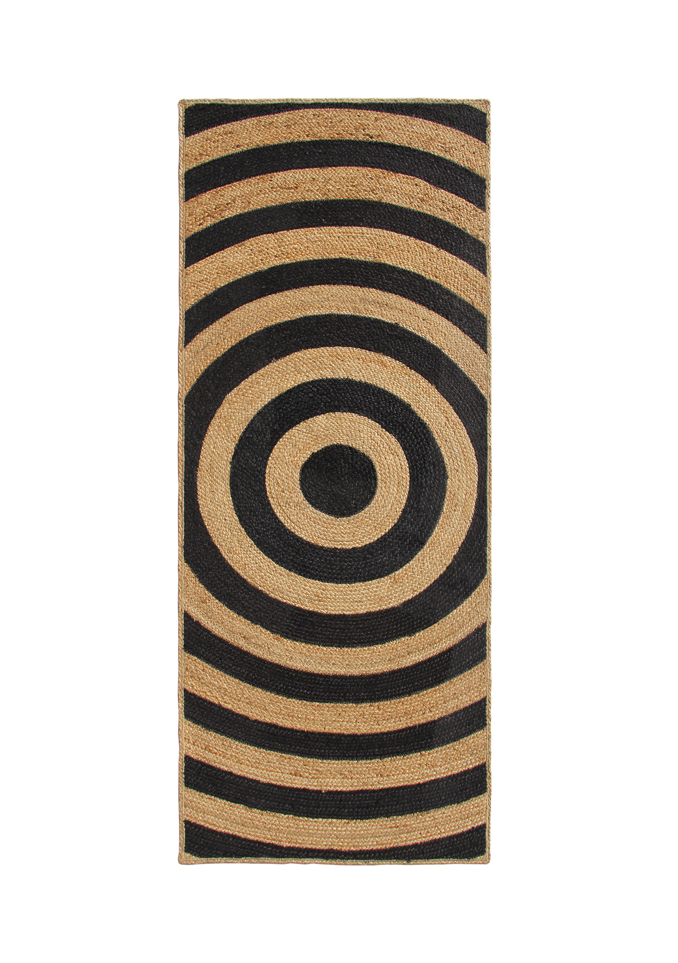 Handcrafted Natural & Black Braided Jute Floor Rug BR 072 (80x200cm) By Ramsha Home Luxurious Handmade Natural & Black Jute Floor Braided Rug - BR 072 (80x200cm)