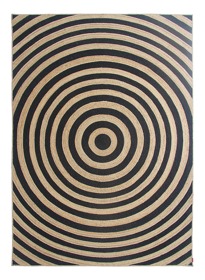Eco-Friendly Handmade Jute Rug in Natural & Black - BR 072, 250x350cm by Ramsha Home Amazing Handmade Natural & Black Jute Floor Braided Rug - BR 072 (250x350cm)