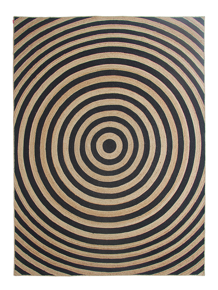 Handmade Natural & Black Braided Jute Floor Rug BR 072, 300x400cm by Ramsha Home Handmade Natural & Black Jute Floor Braided Rug - BR 072 (300x400cm)