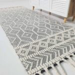 Side Close-up View of Wool and Cotton Handmade Woven Rug - Ramsha Home