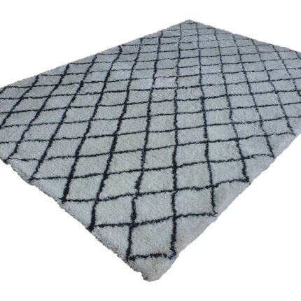 Stylish white and black bedroom shaggy rug MPS 06 (200x300cm) by Ramsha Home