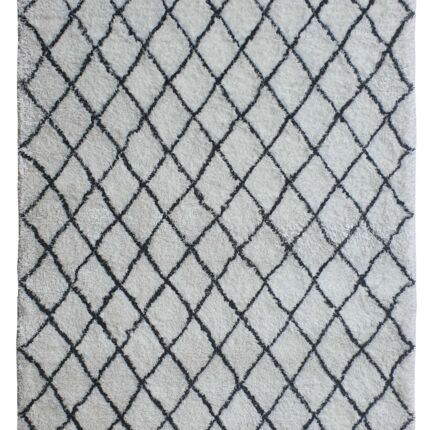 Soft white & black line shaggy rug MPS 06 (200x300cm) by Ramsha Home