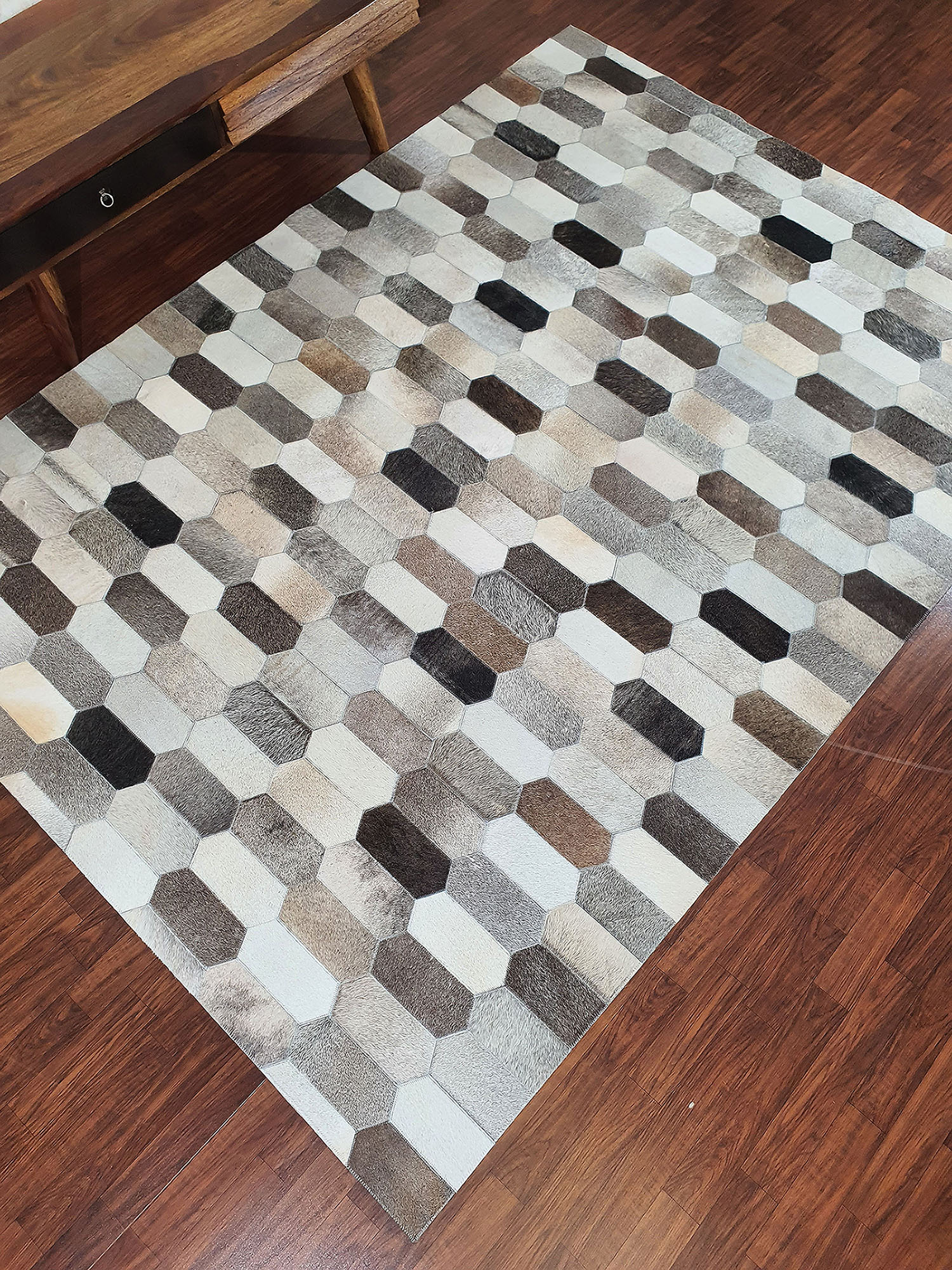 Luxury Multi-Color Leather Rug for Sophisticated Decor - LR 011 (170x240cm) by Ramsha Home Home Decor Leather Floor Rug - LR 011 (200x300cm)