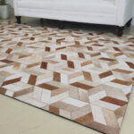 Multi color handmade leather floor rug LR 012, 80x200cm by Ramsha Home