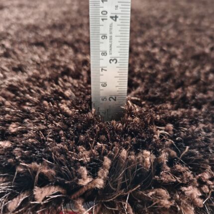Premium quality fluffy shaggy area rug SG 04 - Brown (90cm) by Ramsha Home