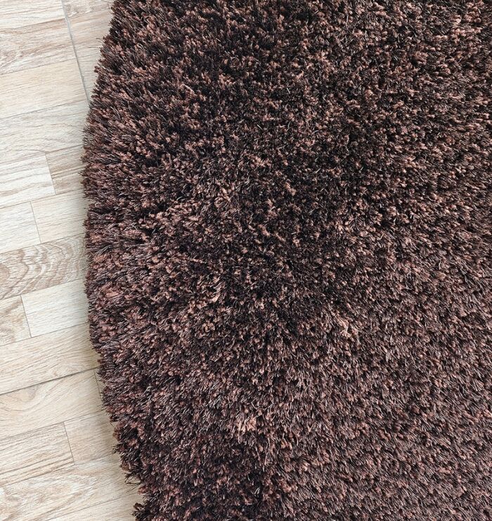 Fluffy shaggy area rug SG 04 in brown color (90cm) by Ramsha Home