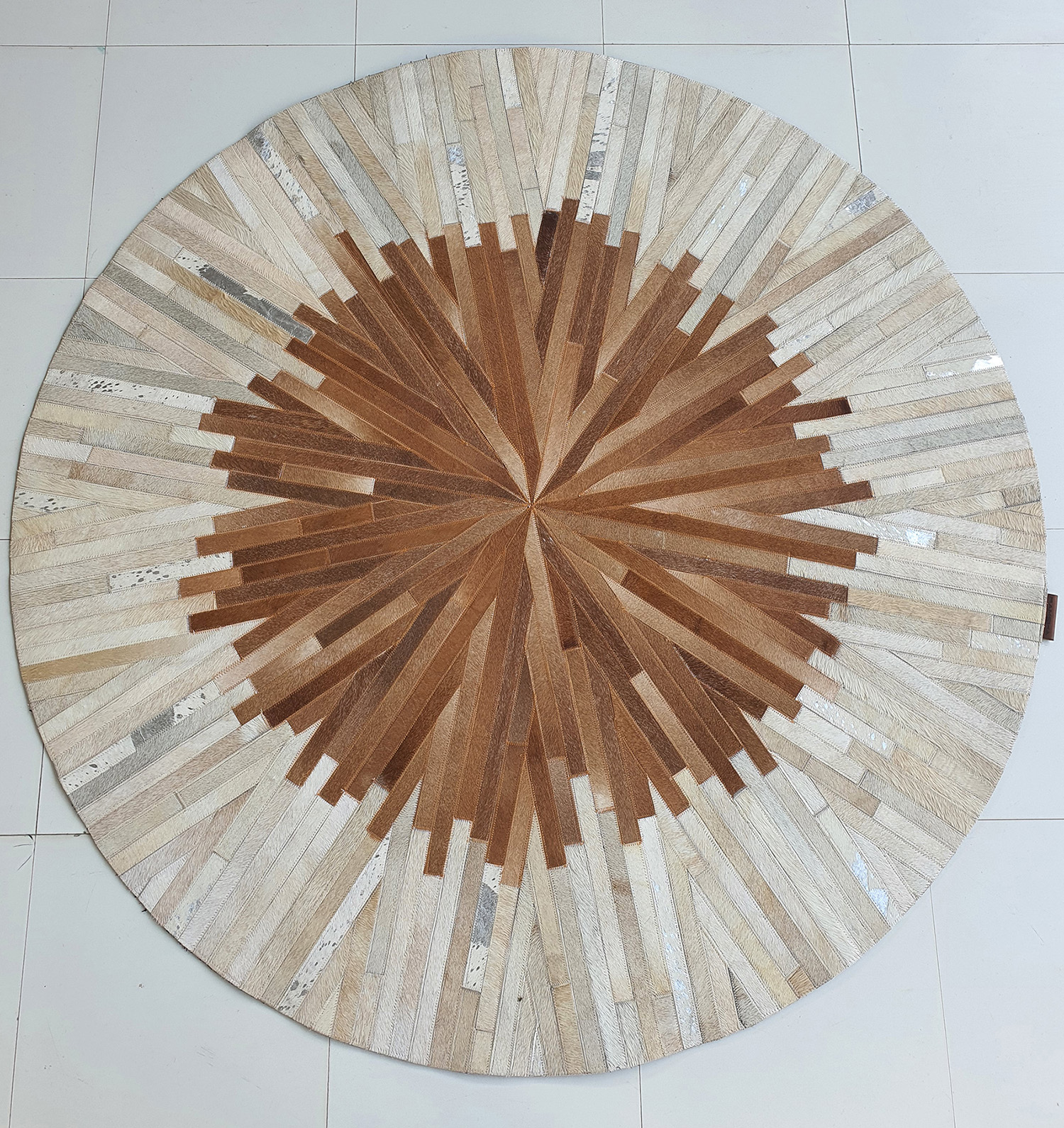 Multi Color Guest Room Decor Leather Round Rug - LR 016 (150cm) by Ramsha Home Vibrant multi-color leather round rug for guest room decor - LR 016 (150cm) by Ramsha Home