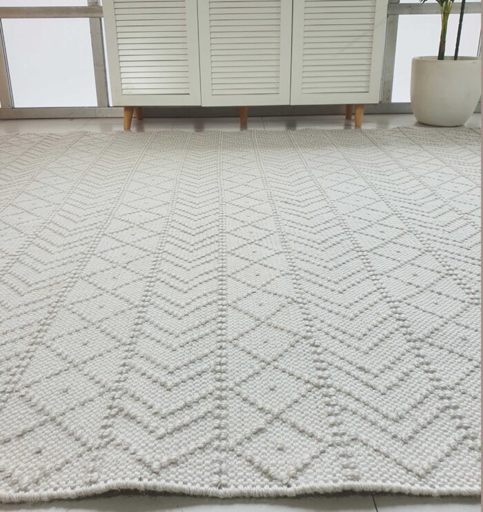 Elegant white woven rug SR 022 (80x200cm) for living rooms or bedrooms by Ramsha Home