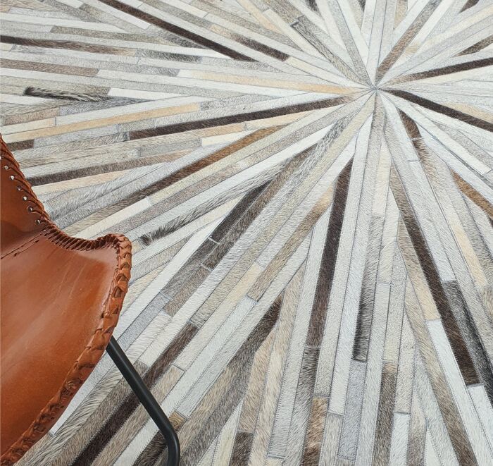 Vibrant multi-color leather rug for home decor - LR 018 (120cm) by Ramsha Home