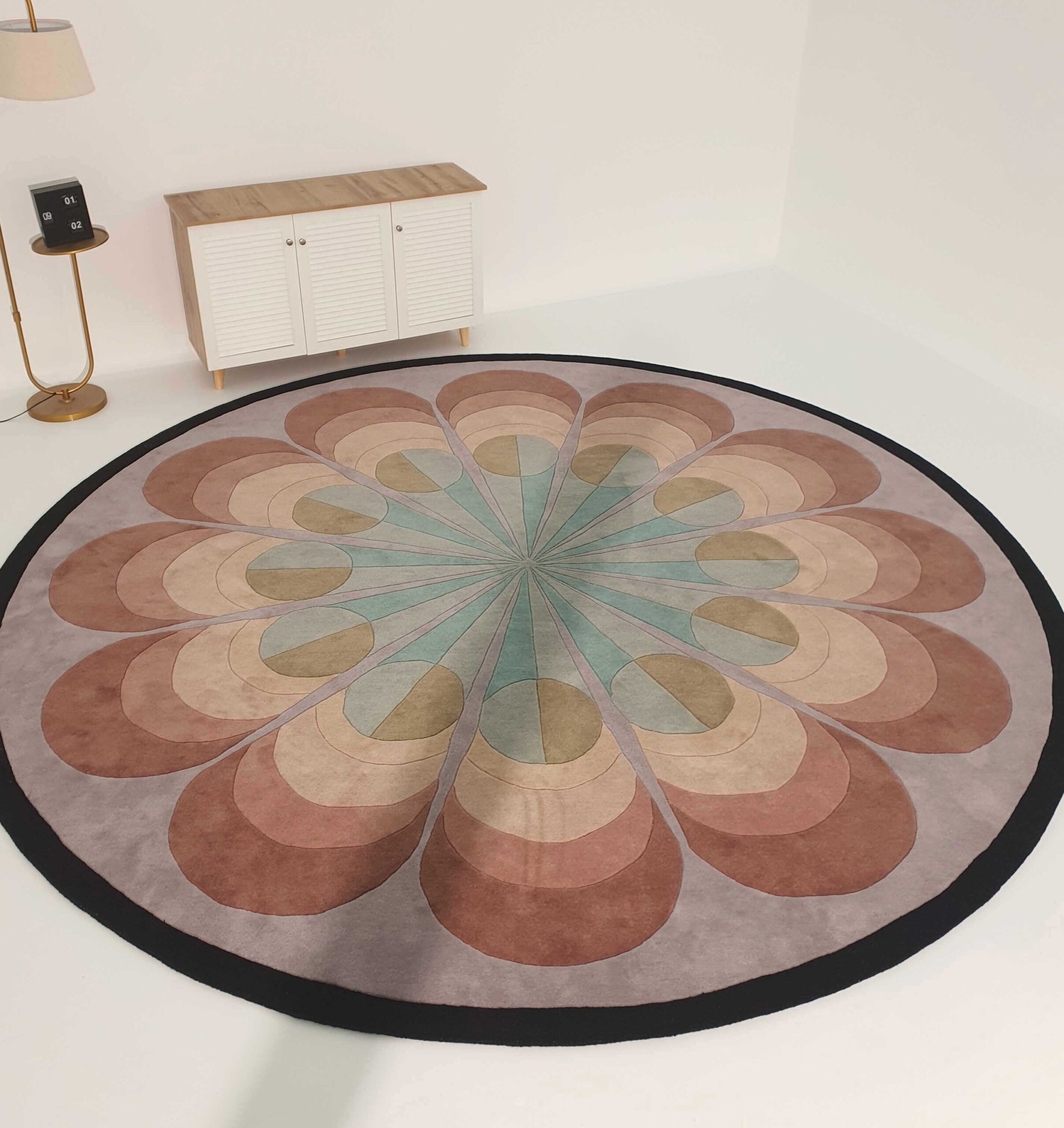 Premium Quality Handmade Round Rug with Multi Color Design - HTW 54 (300cm) by Ramsha Home Premium quality handmade round rug with multi color design HTW 54 (300cm)