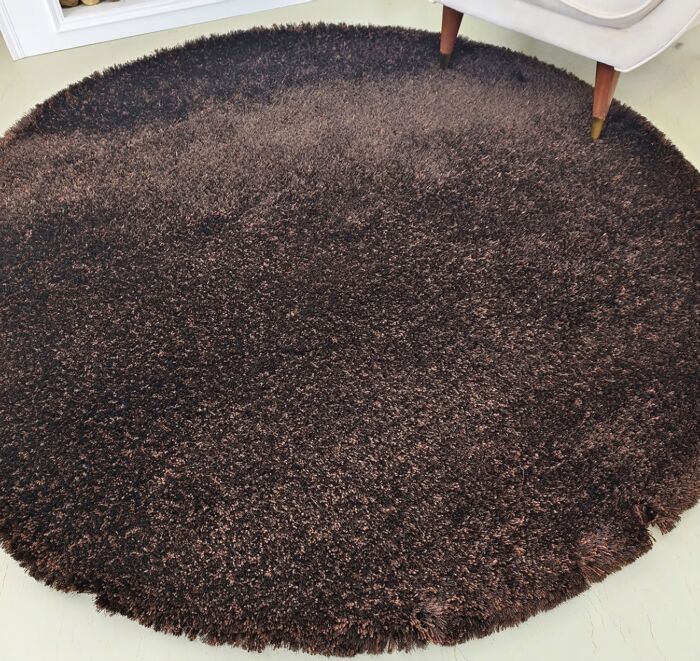 Elegant fluffy brown shaggy rug SG 04 (90cm) by Ramsha Home