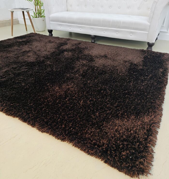 Premium quality fluffy shaggy rug SG 04 - Brown (80x200cm) by Ramsha Home
