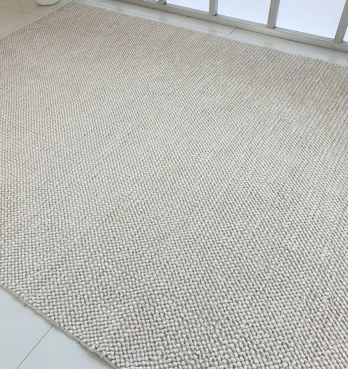 Natural Beige & Light Blue Home Decor Woven Rug - SR 024 - Image 1
