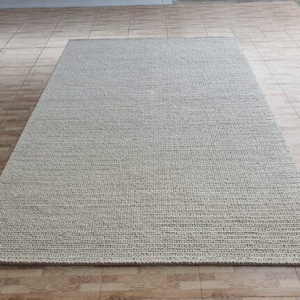 Stylish white woven rug SRN 031, 170x240cm for bedroom decor by Ramsha Home