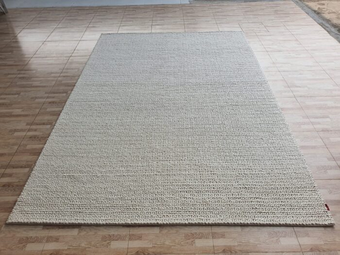 Stylish white woven rug SRN 031, 170x240cm for bedroom decor by Ramsha Home