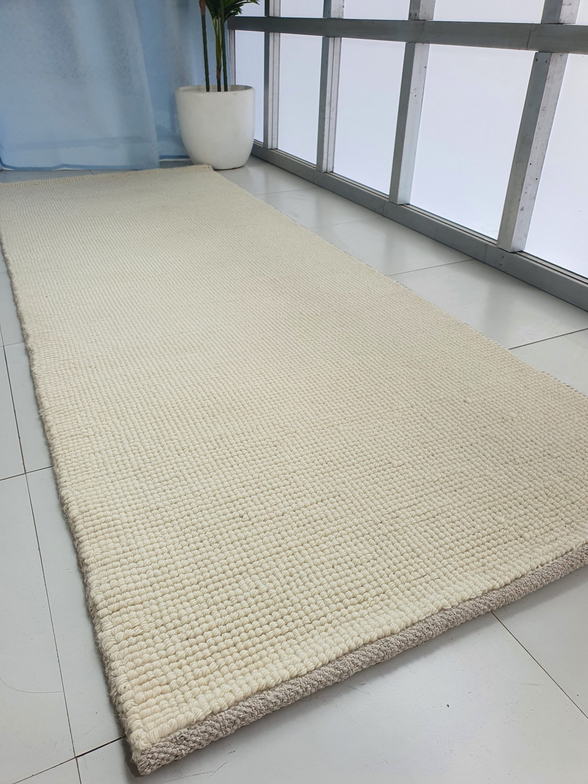 Stylish Natural Color Woven Rug for Living Room - SRN 032 (80x200cm) by Ramsha Home Elegant natural color woven rug SRN 032, 80x200cm for living room decor by Ramsha Home