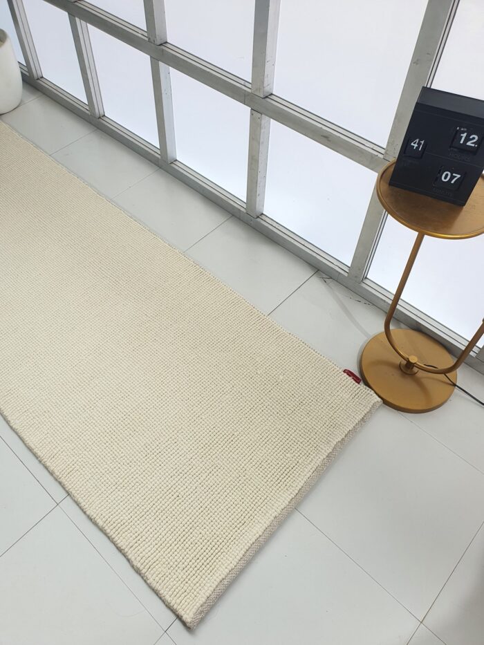 Handcrafted natural color living room rug SRN 032, 80x200cm by Ramsha Home